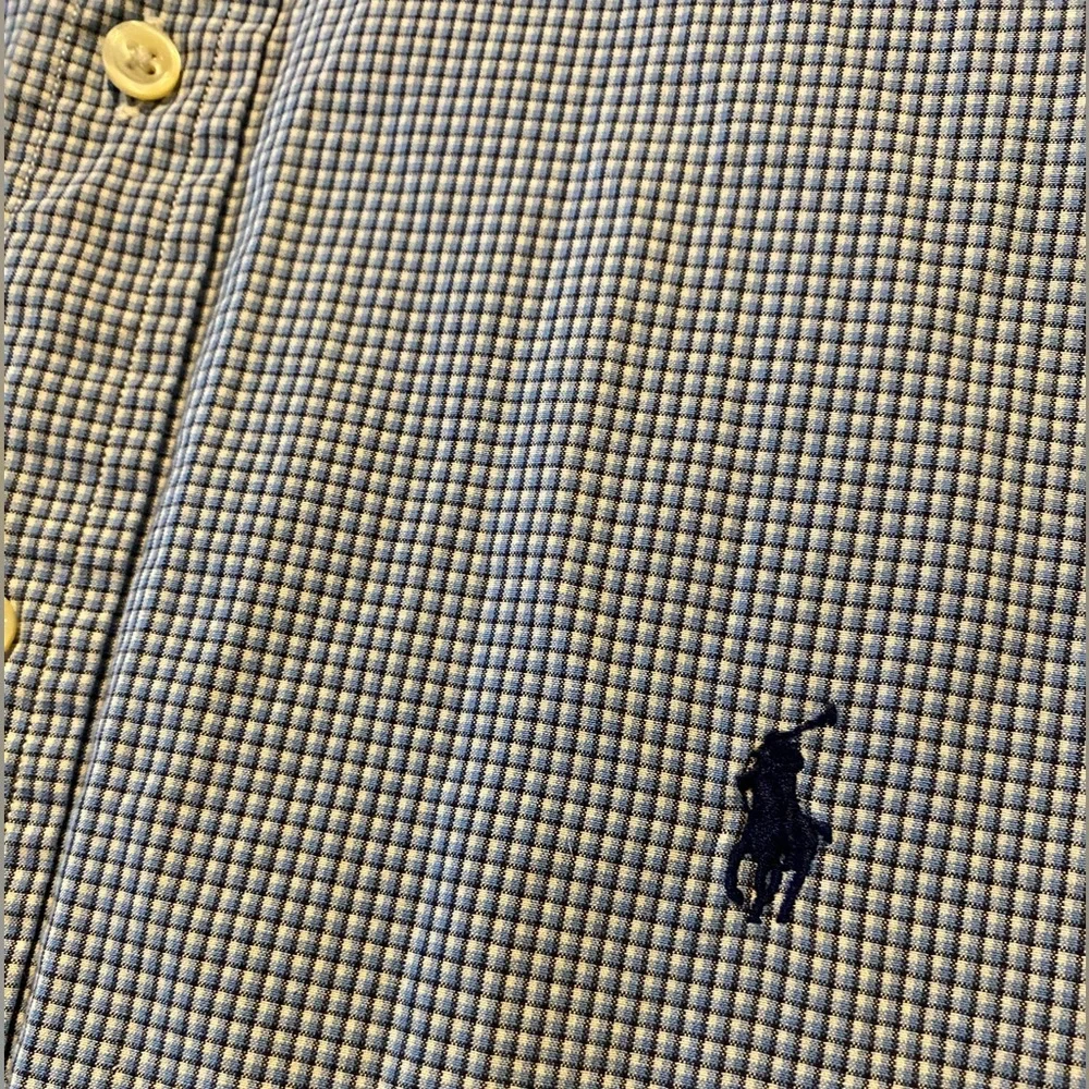 Polo Ralph Lauren Mens Custom Fit Blue Gingham Plaid 17.5 36-37 Dress Shirt Pony - Picture 5 of 9